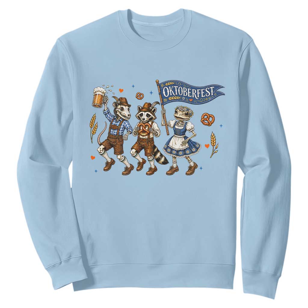Funny Opossum Raccoon Frog Oktoberfest Beer Graphic Sweatshirt Spooky Drinking Team TS12 Light Blue Print Your Wear