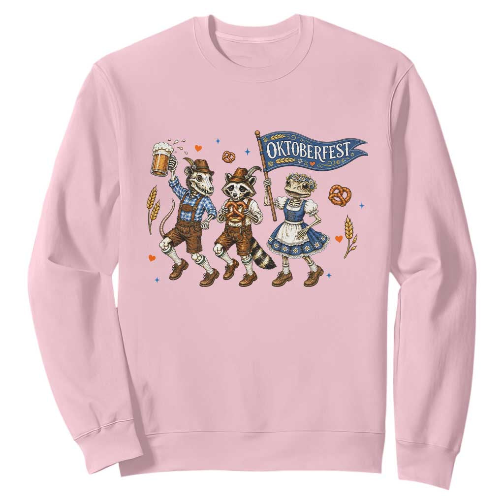 Funny Opossum Raccoon Frog Oktoberfest Beer Graphic Sweatshirt Spooky Drinking Team TS12 Light Pink Print Your Wear