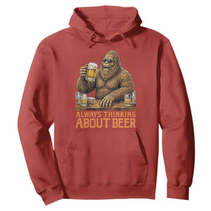 Funny Bigfoot Always Thinking About Beer Hoodie Beer Drinker Gift TS12 Red Print Your Wear