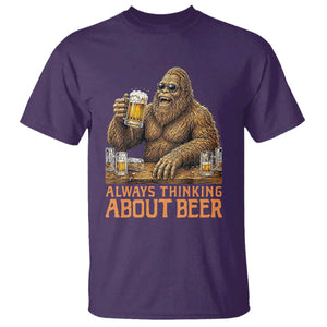 Funny Bigfoot Always Thinking About Beer T Shirt Beer Drinker Gift TS12 Purple Print Your Wear