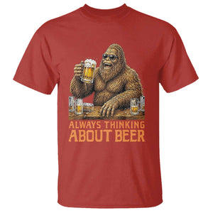 Funny Bigfoot Always Thinking About Beer T Shirt Beer Drinker Gift TS12 Red Print Your Wear