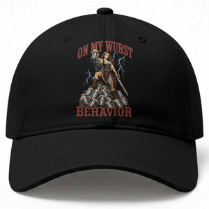 Bavarian Warrior Woman Drinking Beer Oktoberfest Graphic Baseball Cap On My Wurst Behavior TS12 Print Your Wear