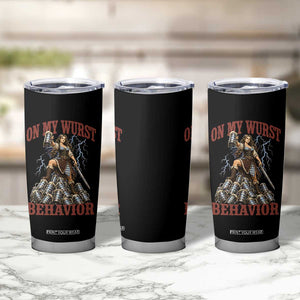 Bavarian Warrior Woman Drinking Beer Oktoberfest Graphic Tumbler Cup On My Wurst Behavior TS12 Print Your Wear