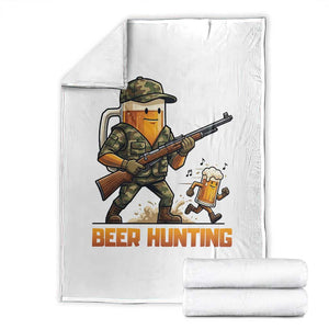 Beer Hunting Season Open Throw Blanket Beer Hunter Brew Lover Humor TS12 White Print Your Wear