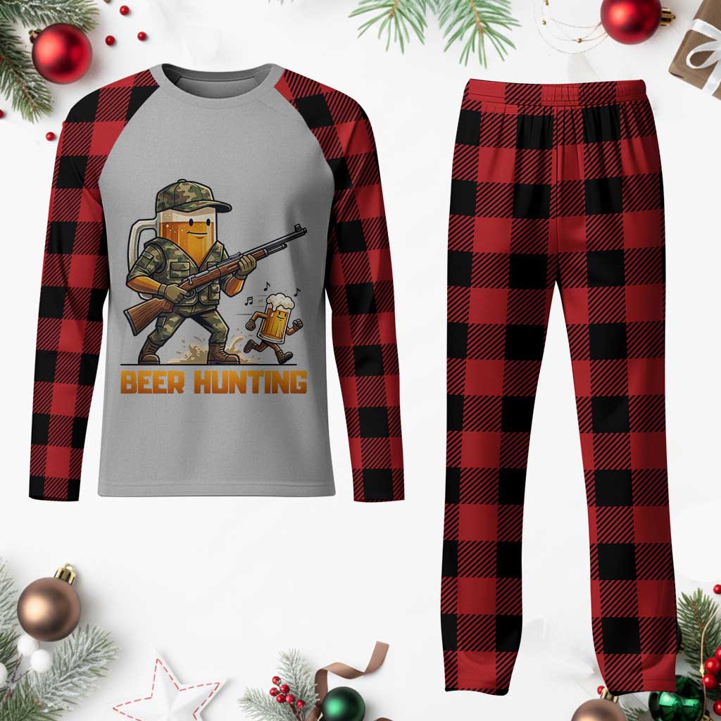 Beer Hunting Season Open Plaid Pajama Set Beer Hunter Brew Lover Humor TS12 Buffalo Plaid Print Your Wear