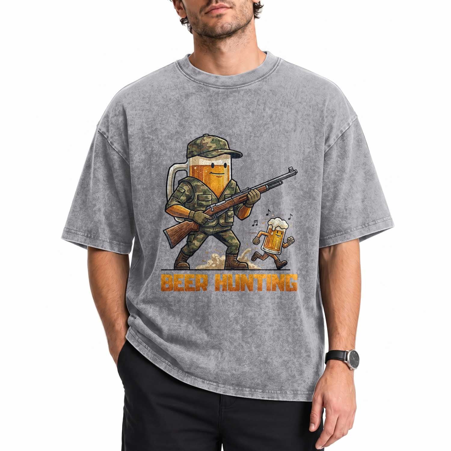 Beer Hunting Season Open Washed Cotton T-Shirt Beer Hunter Brew Lover Humor