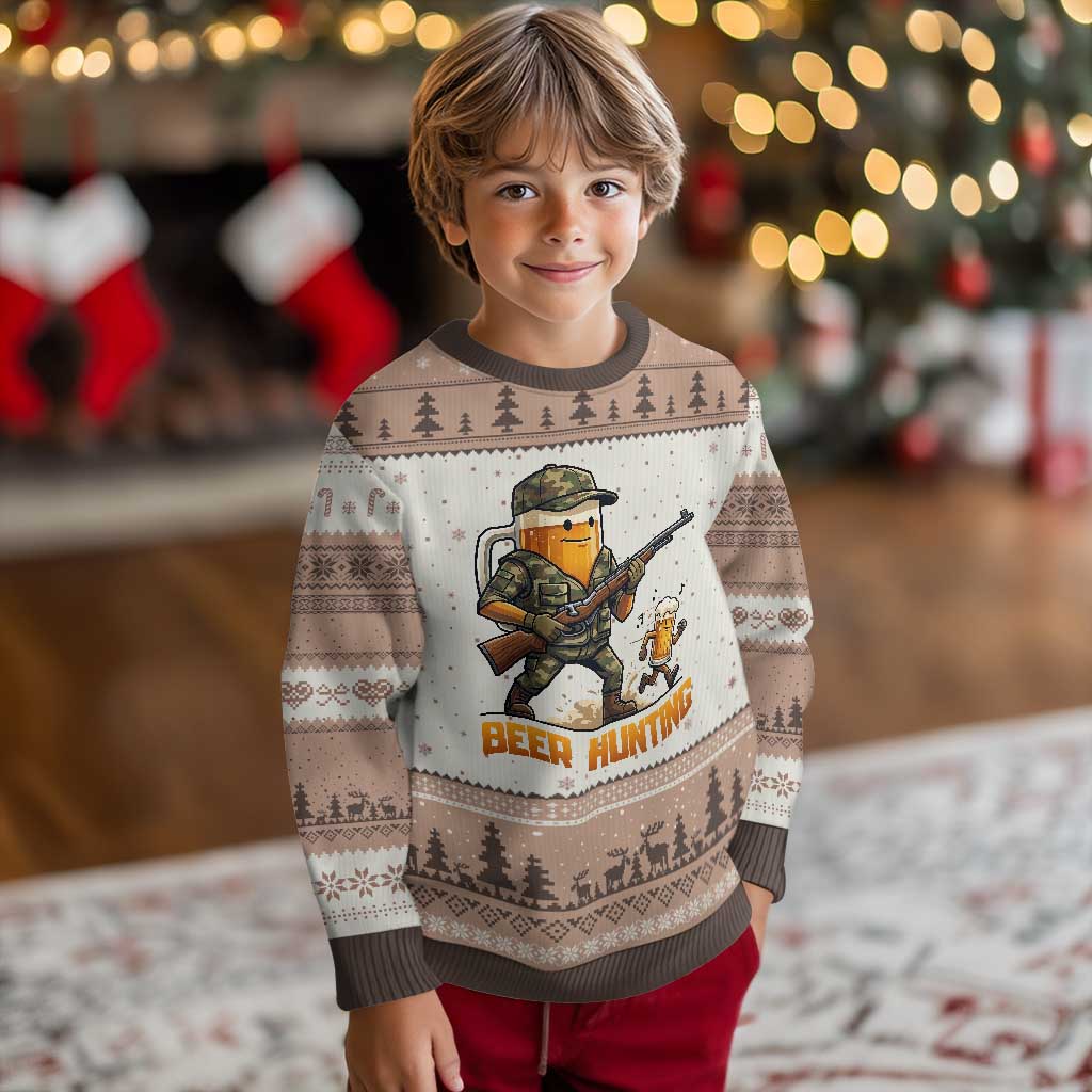 Beer Hunting Season Open Ugly Christmas Sweater Beer Hunter Brew Lover Humor TS12 Mocha Mousse Print Your Wear