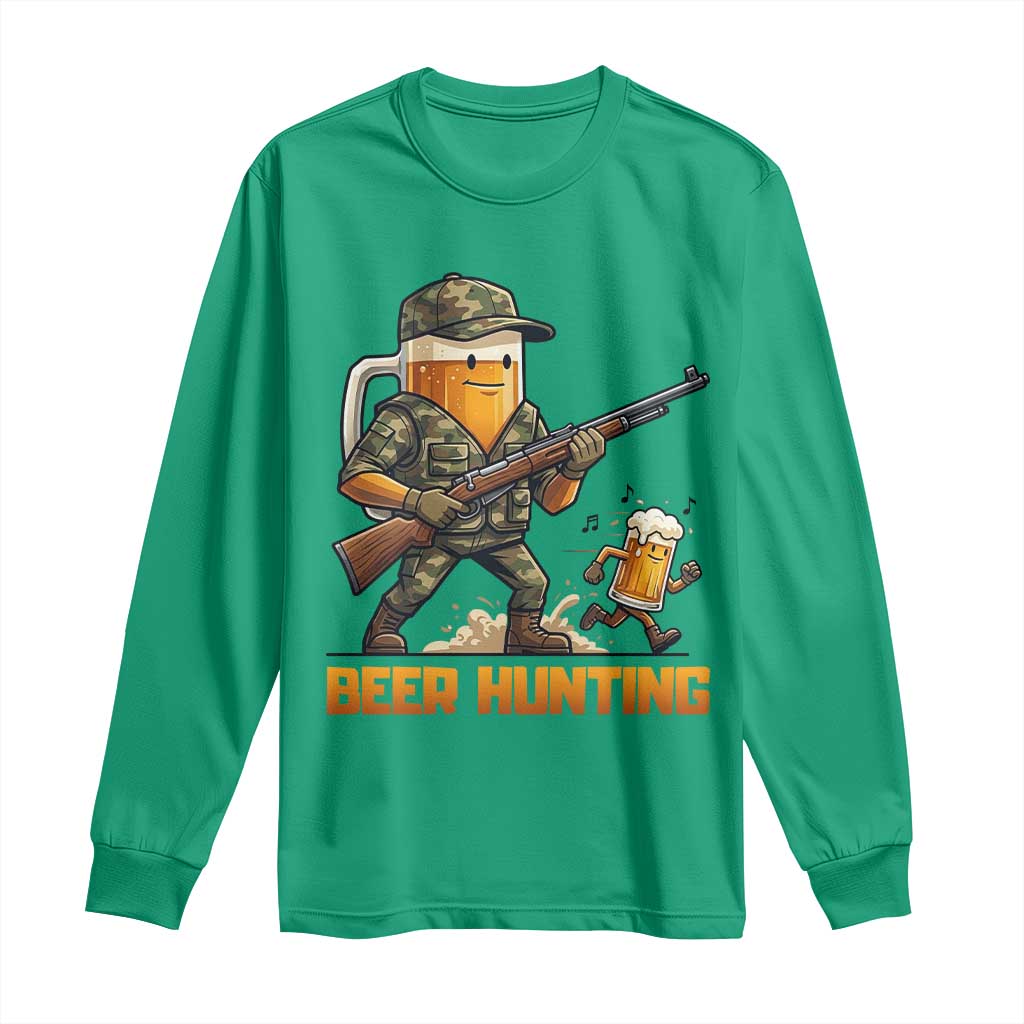 Beer Hunting Season Open Long Sleeve Shirt Beer Hunter Brew Lover Humor TS12 Irish Green Print Your Wear