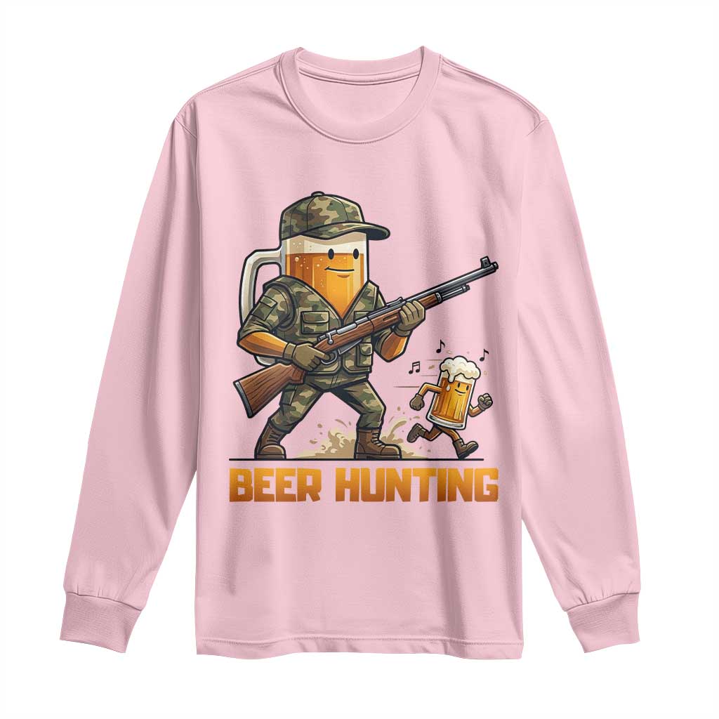 Beer Hunting Season Open Long Sleeve Shirt Beer Hunter Brew Lover Humor TS12 Light Pink Print Your Wear