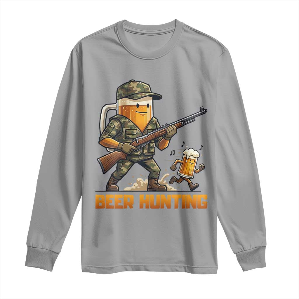Beer Hunting Season Open Long Sleeve Shirt Beer Hunter Brew Lover Humor TS12 Sport Gray Print Your Wear