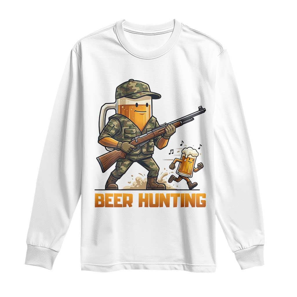 Beer Hunting Season Open Long Sleeve Shirt Beer Hunter Brew Lover Humor TS12 White Print Your Wear