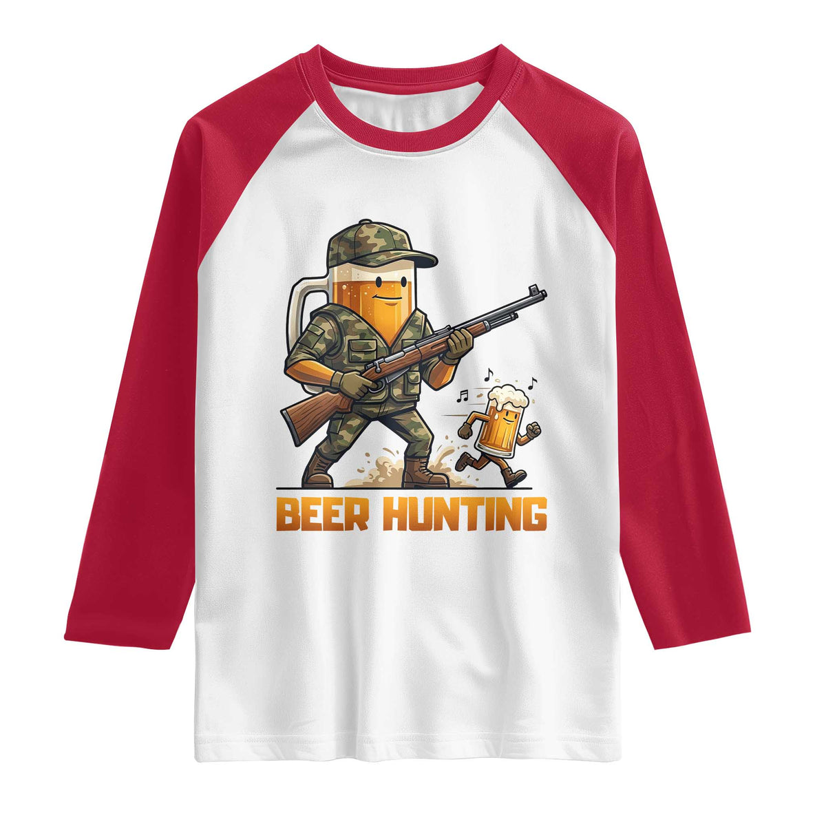 Beer Hunting Season Open Raglan Shirt Beer Hunter Brew Lover Humor TS12 White Red Print Your Wear