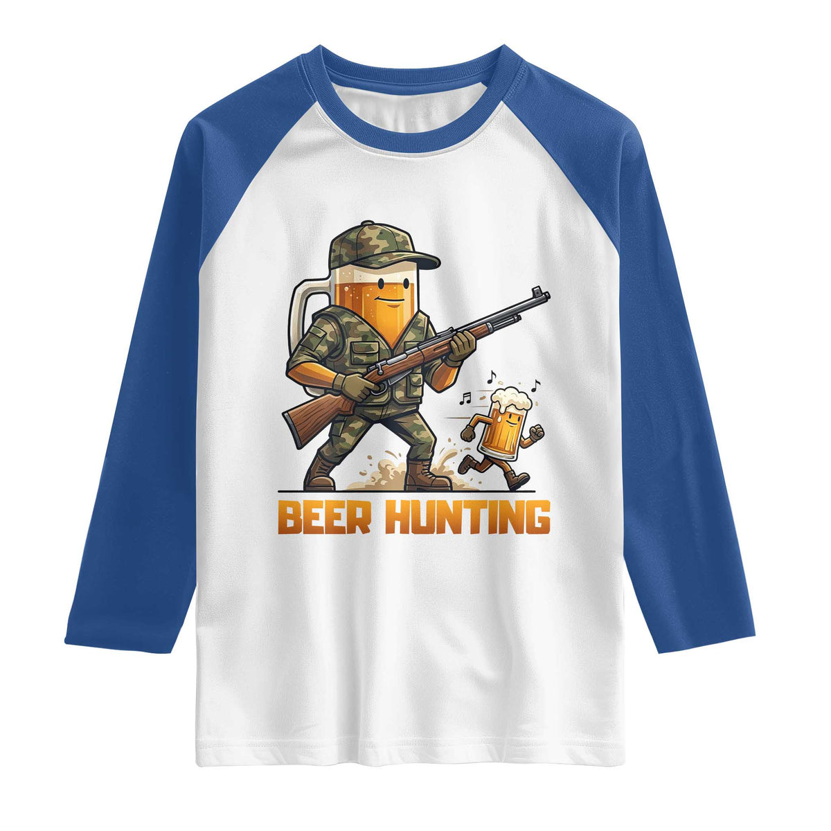 Beer Hunting Season Open Raglan Shirt Beer Hunter Brew Lover Humor TS12 White Royal Print Your Wear