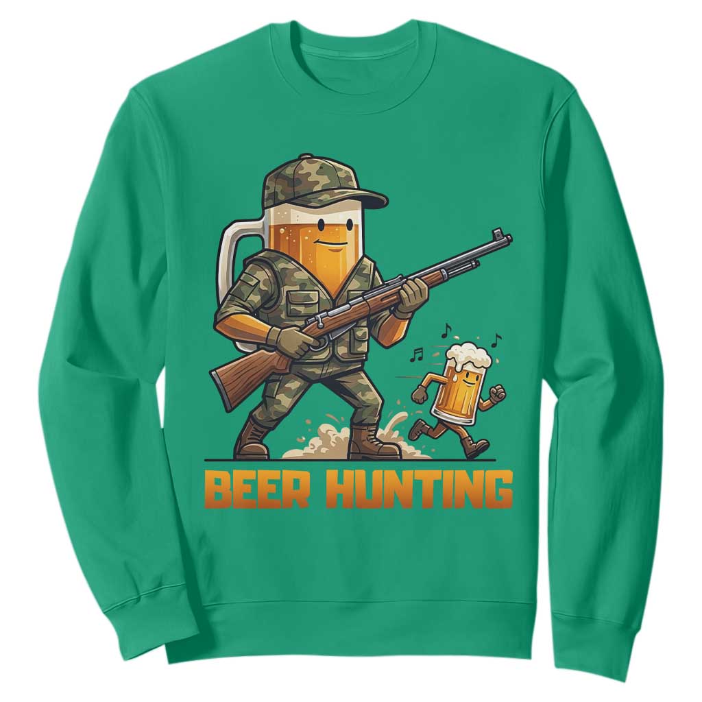 Beer Hunting Season Open Sweatshirt Beer Hunter Brew Lover Humor TS12 Irish Green Print Your Wear