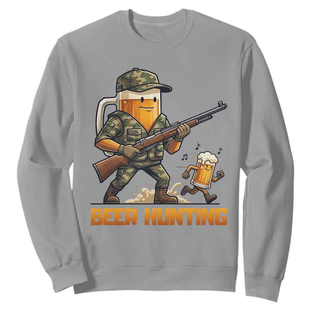 Beer Hunting Season Open Sweatshirt Beer Hunter Brew Lover Humor TS12 Sport Gray Print Your Wear