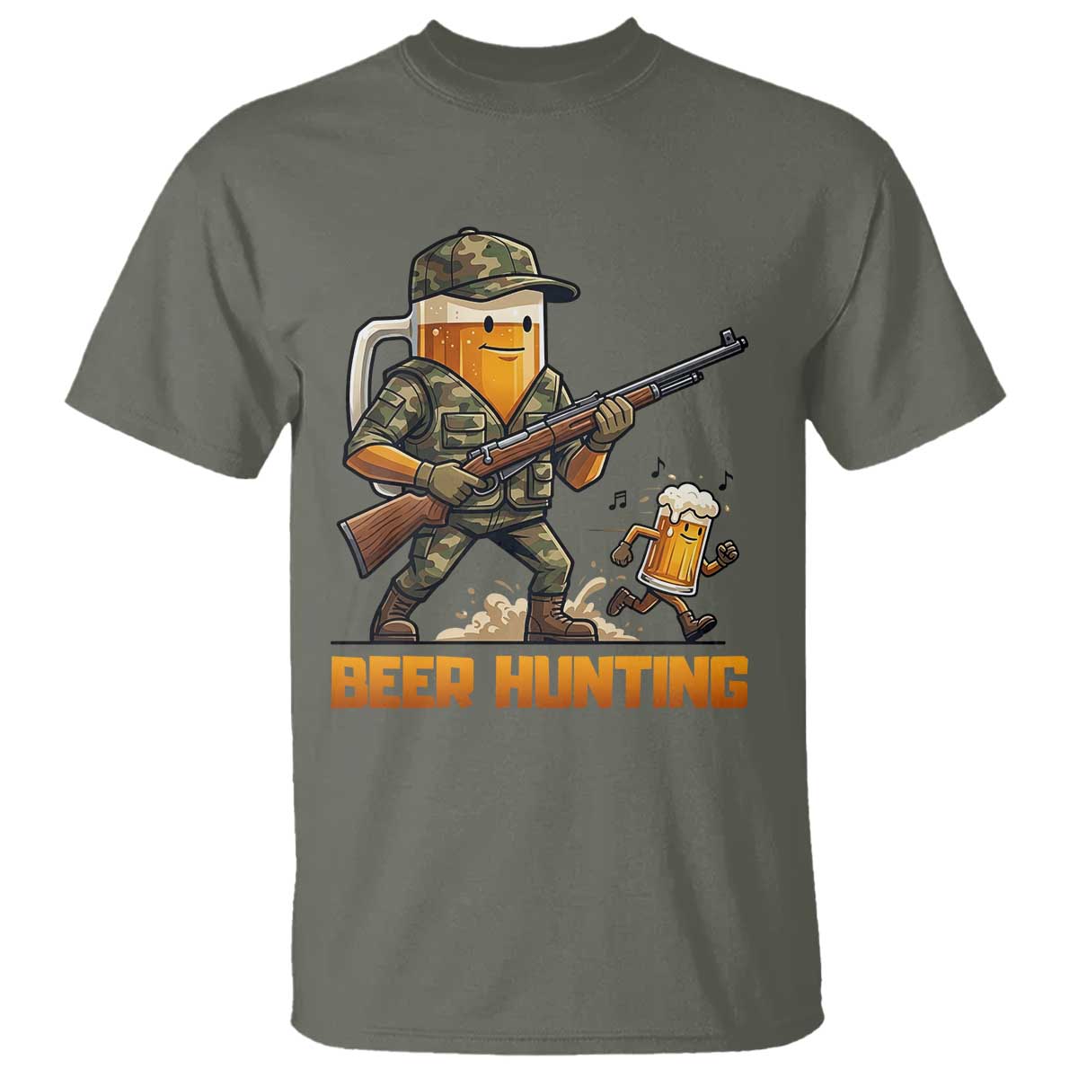 Beer Hunting Season Open T Shirt Beer Hunter Brew Lover Humor TS12 Military Green Print Your Wear