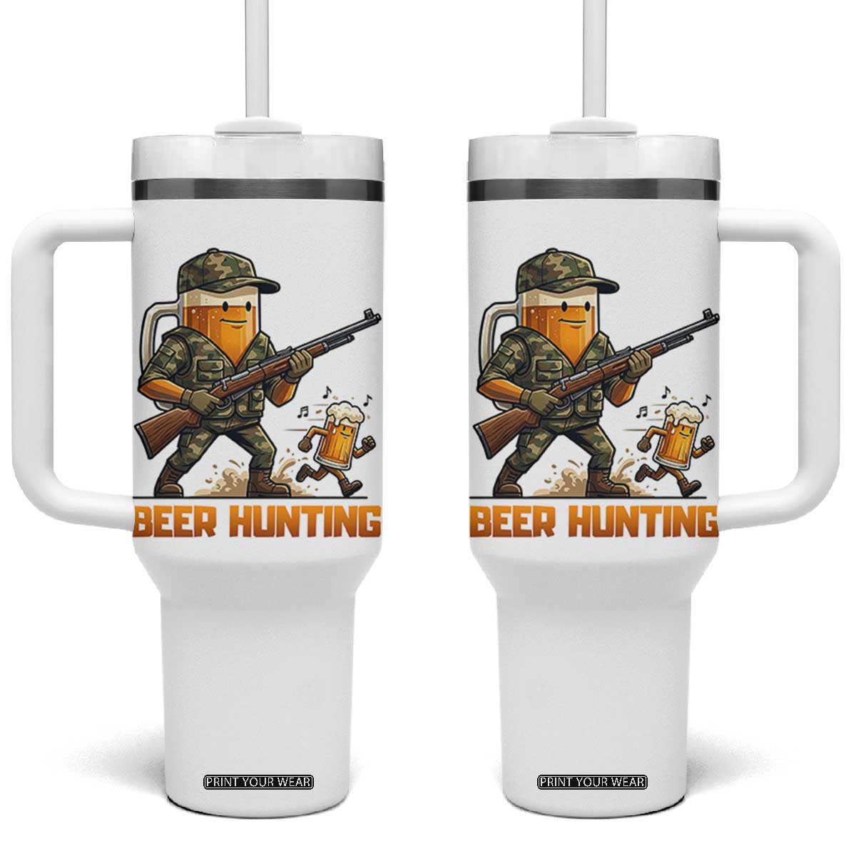 Beer Hunting Season Open Tumbler With Handle Beer Hunter Brew Lover Humor TS12 One Size: 40 oz White Print Your Wear