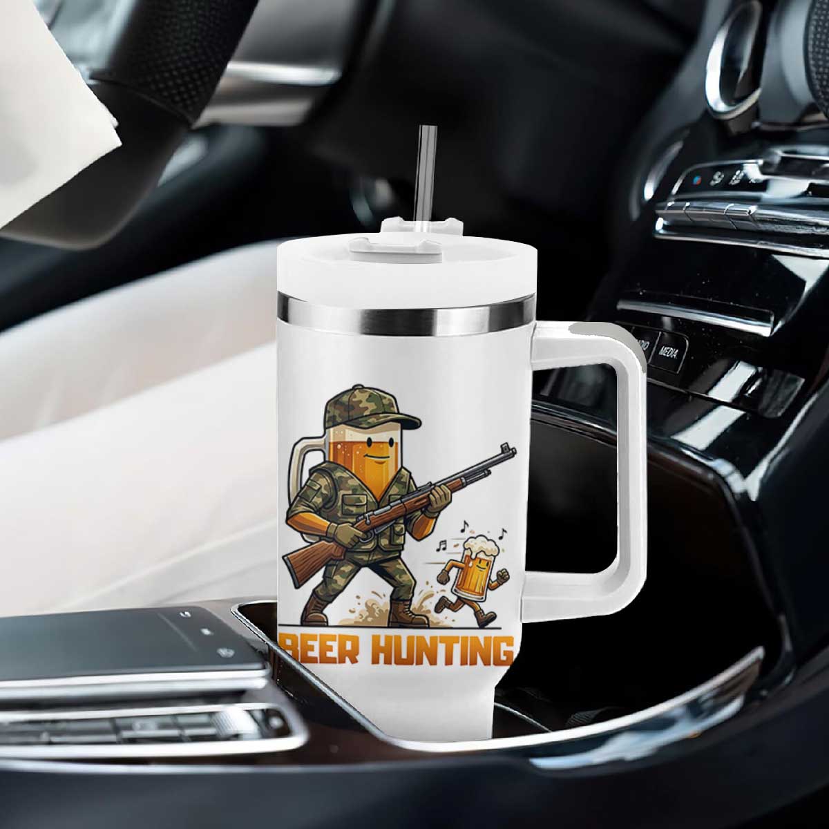 Beer Hunting Season Open Tumbler With Handle Beer Hunter Brew Lover Humor TS12 Print Your Wear