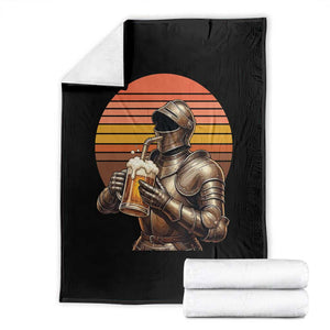 Funny Medieval Renaissance Drinker Throw Blanket Vintage Knight In Armor Beer Lover TS12 Black Print Your Wear