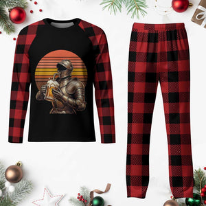 Funny Medieval Renaissance Drinker Plaid Pajama Set Vintage Knight In Armor Beer Lover TS12 Buffalo Plaid Print Your Wear