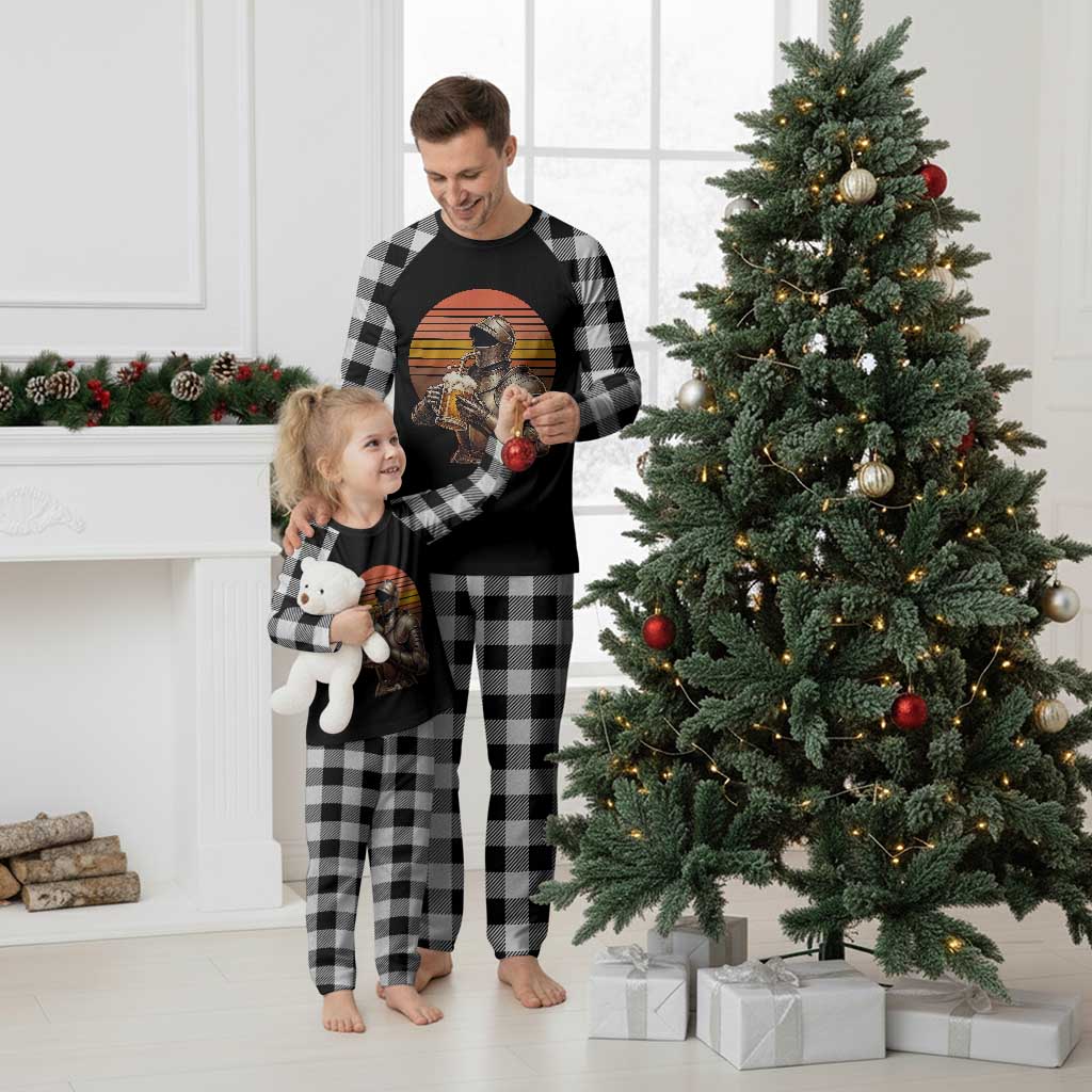 Funny Medieval Renaissance Drinker Plaid Pajama Set Vintage Knight In Armor Beer Lover TS12 White Plaid Print Your Wear