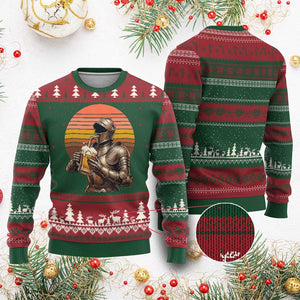Funny Medieval Renaissance Drinker Ugly Christmas Sweater Vintage Knight In Armor Beer Lover TS12 Red Green Print Your Wear