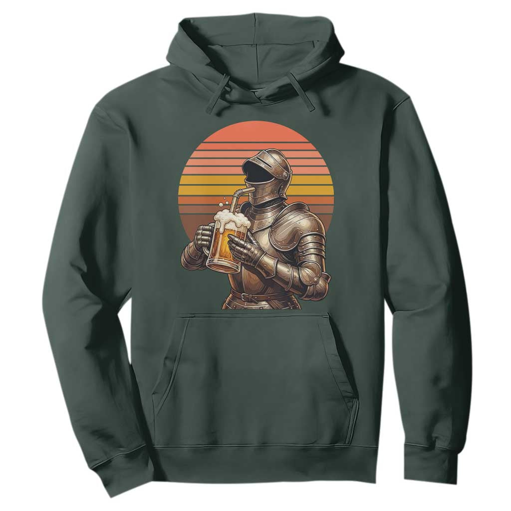 Funny Medieval Renaissance Drinker Hoodie Vintage Knight In Armor Beer Lover TS12 Dark Forest Green Print Your Wear