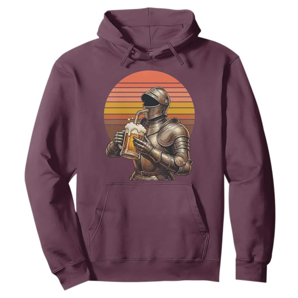 Funny Medieval Renaissance Drinker Hoodie Vintage Knight In Armor Beer Lover TS12 Maroon Print Your Wear