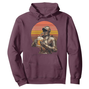 Funny Medieval Renaissance Drinker Hoodie Vintage Knight In Armor Beer Lover TS12 Maroon Print Your Wear