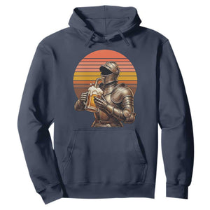 Funny Medieval Renaissance Drinker Hoodie Vintage Knight In Armor Beer Lover TS12 Navy Print Your Wear