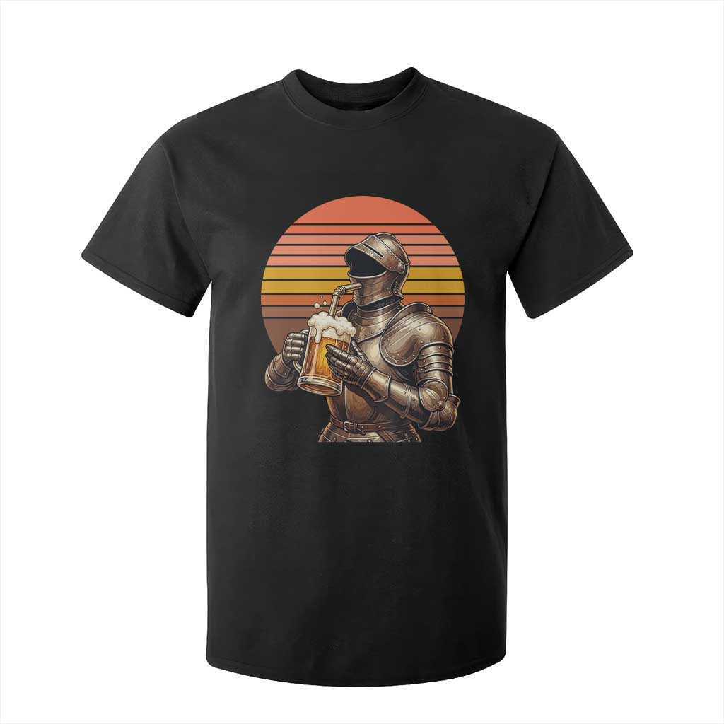Funny Medieval Renaissance Drinker T Shirt For Kid Vintage Knight In Armor Beer Lover TS12 Black Print Your Wear