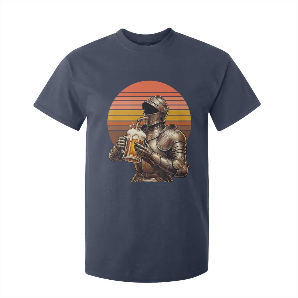 Funny Medieval Renaissance Drinker T Shirt For Kid Vintage Knight In Armor Beer Lover TS12 Navy Print Your Wear
