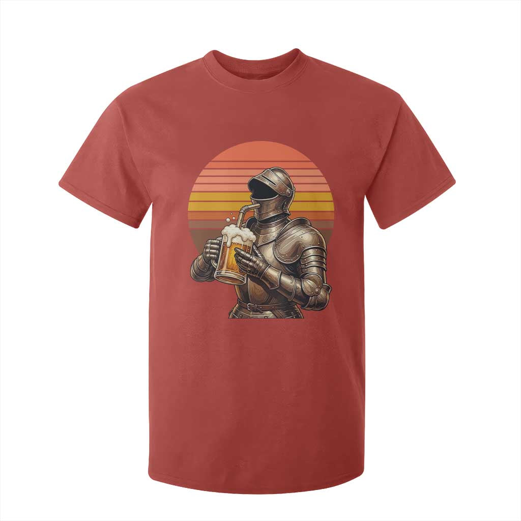 Funny Medieval Renaissance Drinker T Shirt For Kid Vintage Knight In Armor Beer Lover TS12 Red Print Your Wear