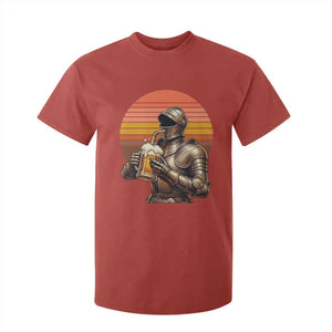 Funny Medieval Renaissance Drinker T Shirt For Kid Vintage Knight In Armor Beer Lover TS12 Red Print Your Wear