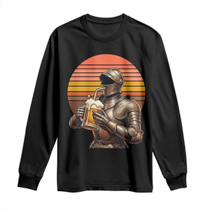 Funny Medieval Renaissance Drinker Long Sleeve Shirt Vintage Knight In Armor Beer Lover TS12 Black Print Your Wear