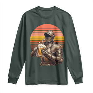 Funny Medieval Renaissance Drinker Long Sleeve Shirt Vintage Knight In Armor Beer Lover TS12 Dark Forest Green Print Your Wear