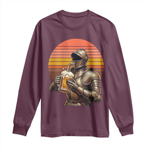 Funny Medieval Renaissance Drinker Long Sleeve Shirt Vintage Knight In Armor Beer Lover TS12 Maroon Print Your Wear