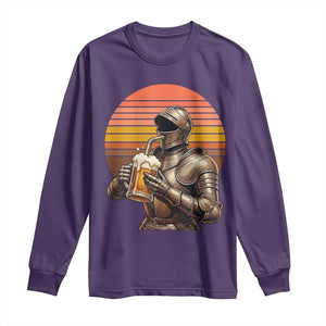 Funny Medieval Renaissance Drinker Long Sleeve Shirt Vintage Knight In Armor Beer Lover TS12 Purple Print Your Wear