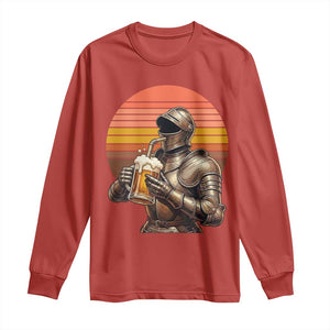 Funny Medieval Renaissance Drinker Long Sleeve Shirt Vintage Knight In Armor Beer Lover TS12 Red Print Your Wear
