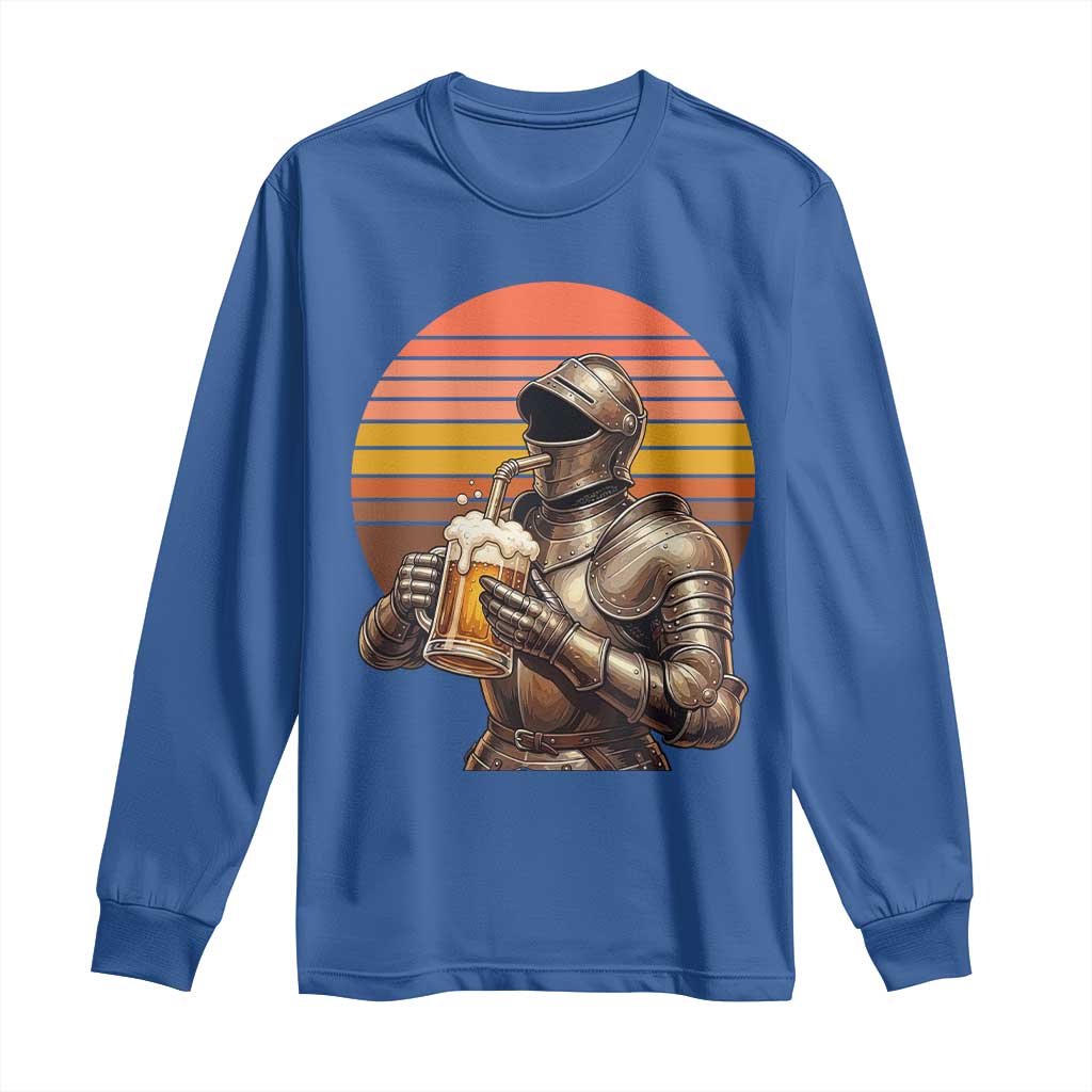 Funny Medieval Renaissance Drinker Long Sleeve Shirt Vintage Knight In Armor Beer Lover TS12 Royal Blue Print Your Wear