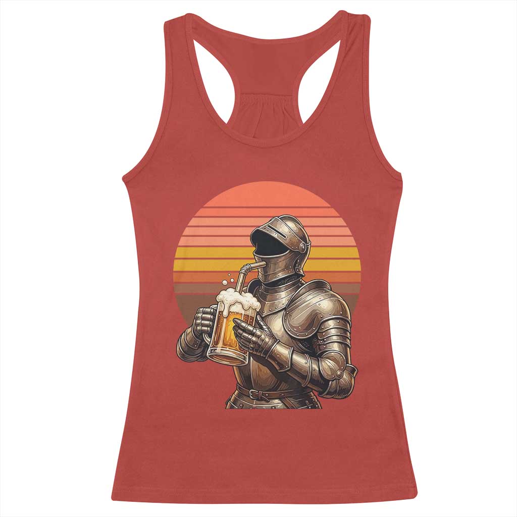 Funny Medieval Renaissance Drinker Racerback Tank Top Vintage Knight In Armor Beer Lover TS12 Red Print Your Wear