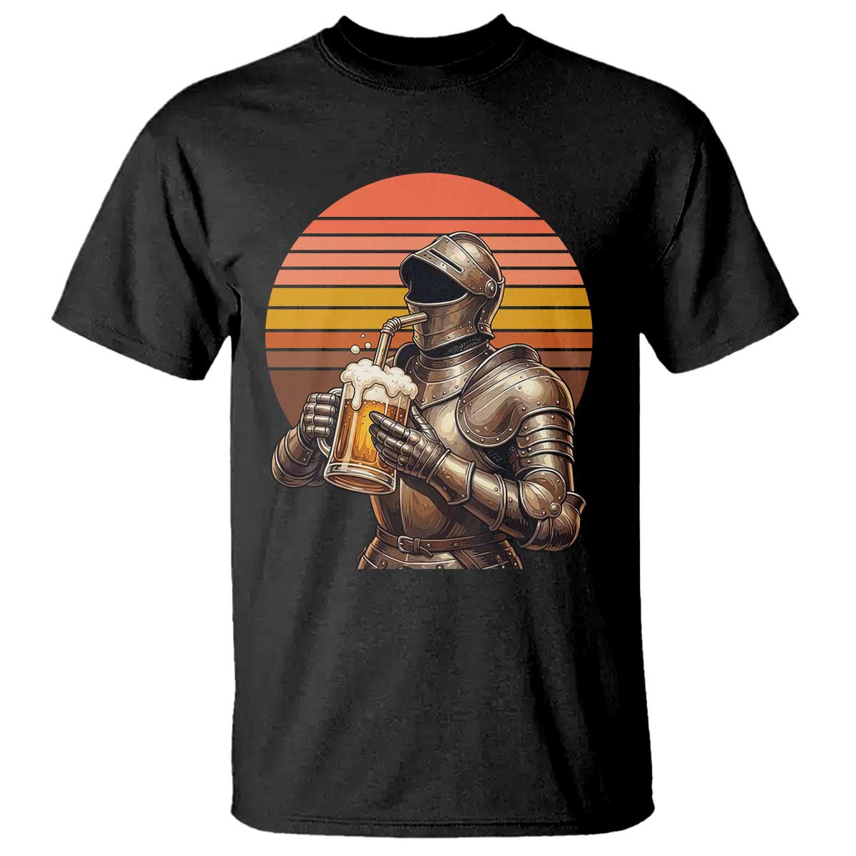 Funny Medieval Renaissance Drinker T Shirt Vintage Knight In Armor Beer Lover TS12 Black Print Your Wear