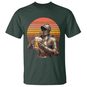 Funny Medieval Renaissance Drinker T Shirt Vintage Knight In Armor Beer Lover TS12 Dark Forest Green Print Your Wear