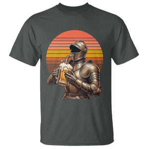 Funny Medieval Renaissance Drinker T Shirt Vintage Knight In Armor Beer Lover TS12 Dark Heather Print Your Wear