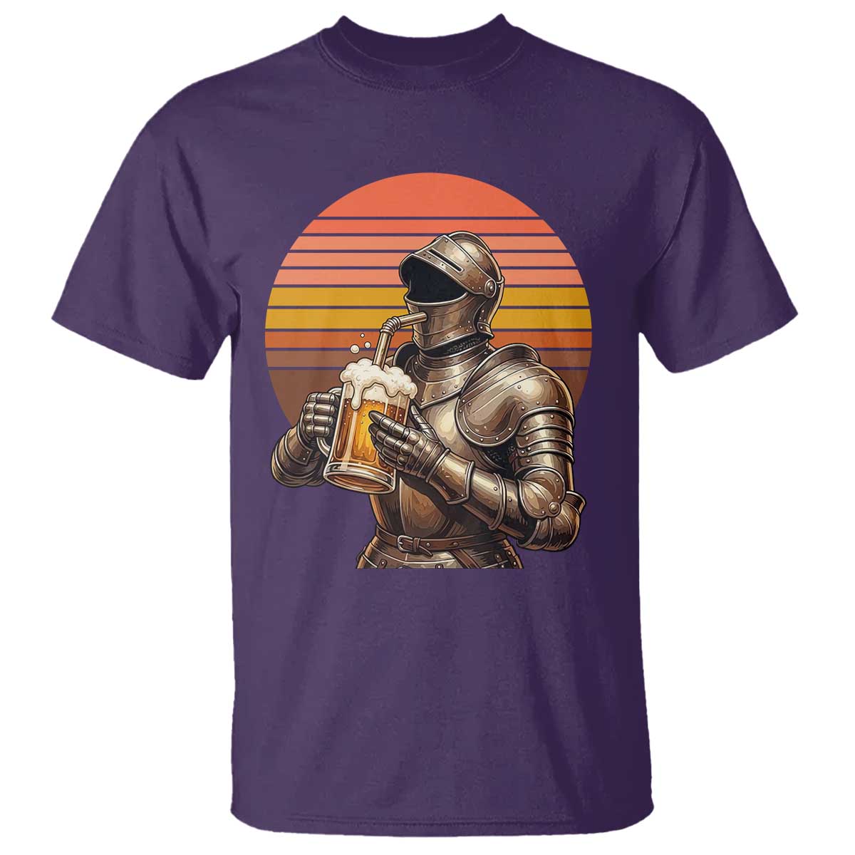 Funny Medieval Renaissance Drinker T Shirt Vintage Knight In Armor Beer Lover TS12 Purple Print Your Wear