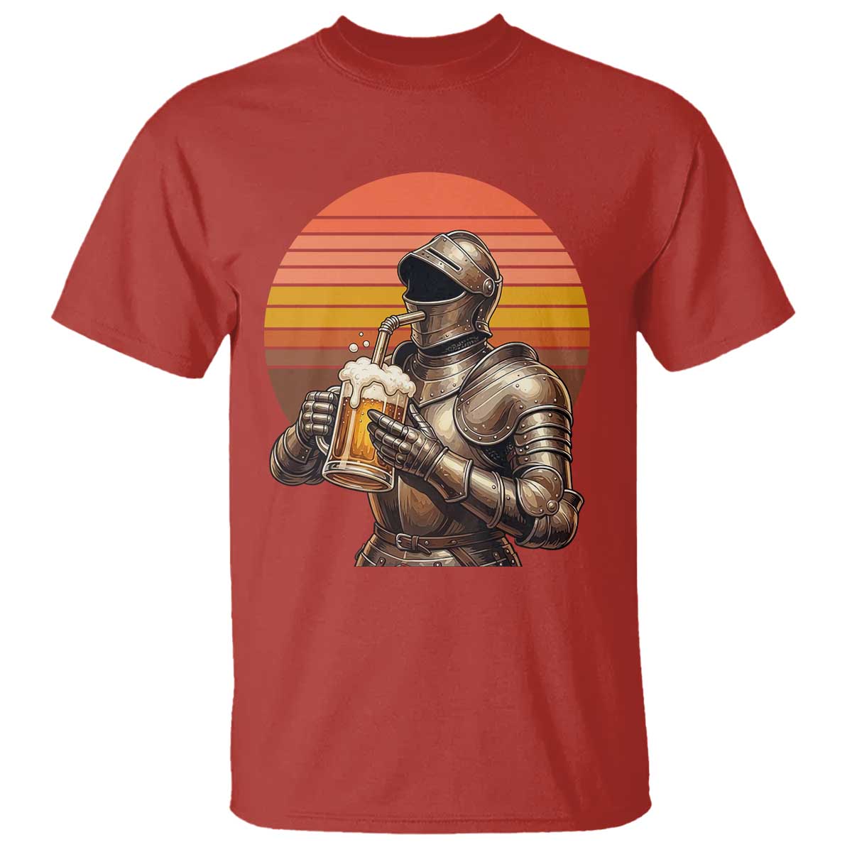 Funny Medieval Renaissance Drinker T Shirt Vintage Knight In Armor Beer Lover TS12 Red Print Your Wear