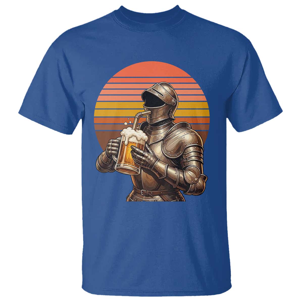 Funny Medieval Renaissance Drinker T Shirt Vintage Knight In Armor Beer Lover TS12 Royal Blue Print Your Wear