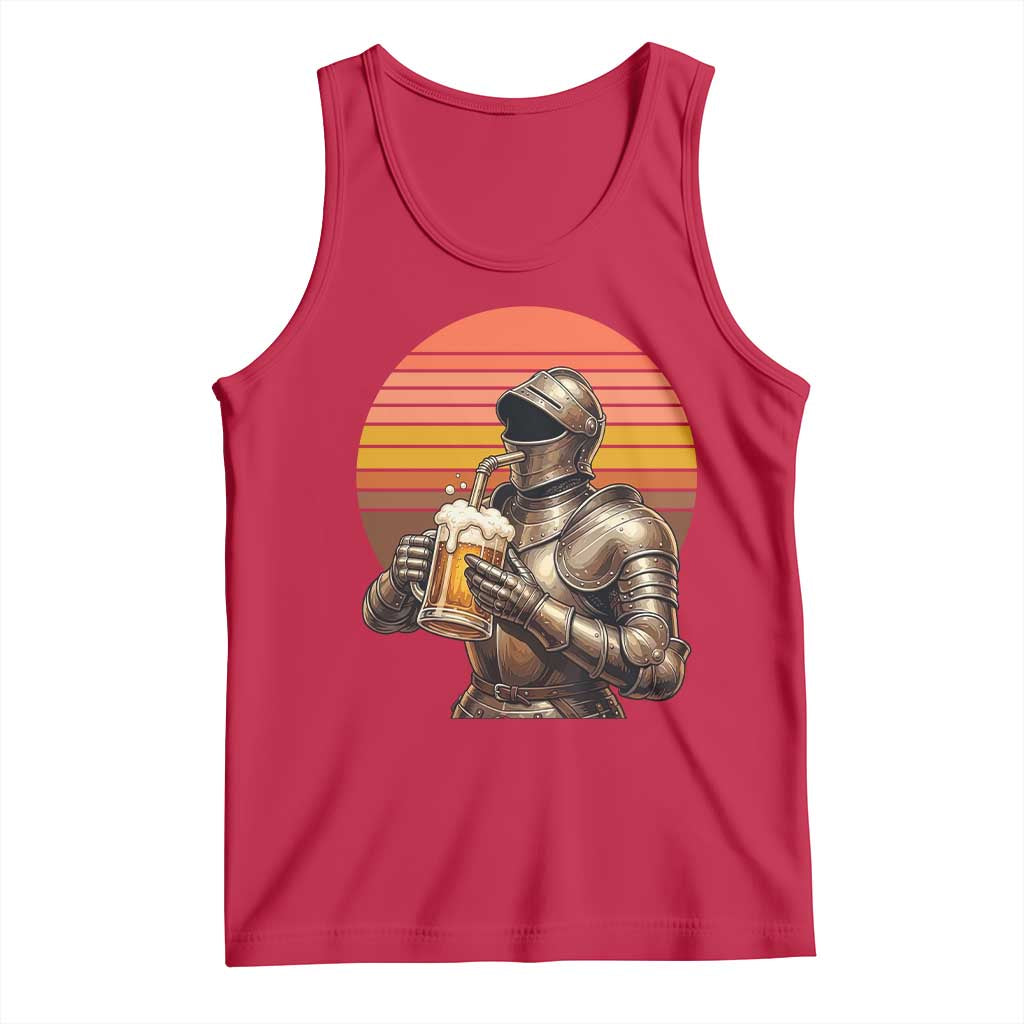 Funny Medieval Renaissance Drinker Tank Top Vintage Knight In Armor Beer Lover TS12 Red Print Your Wear