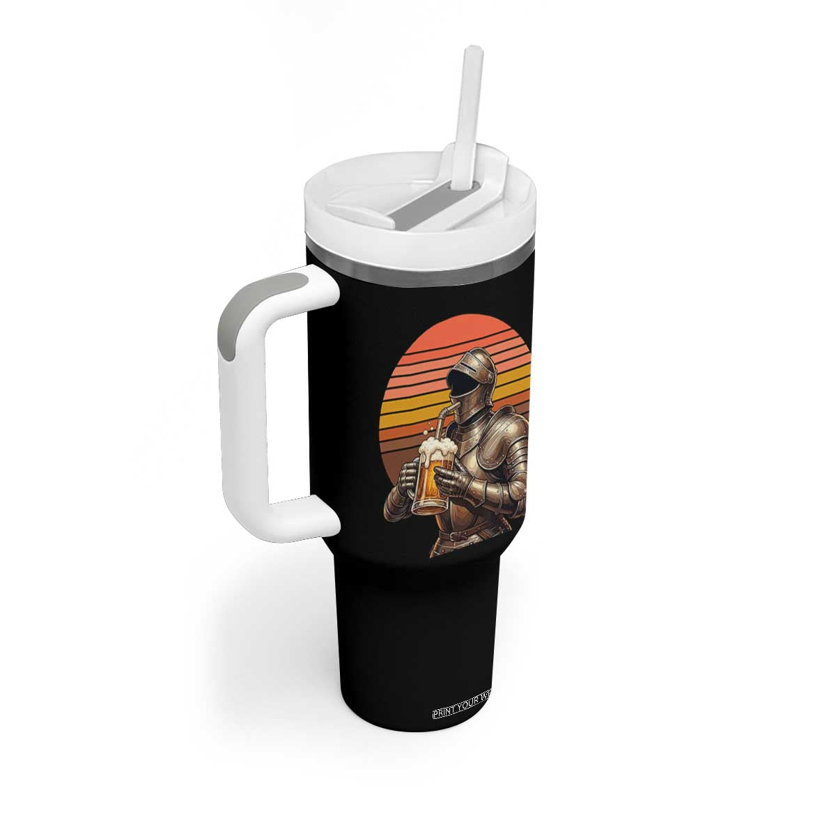 Funny Medieval Renaissance Drinker Tumbler With Handle Vintage Knight In Armor Beer Lover TS12 Print Your Wear