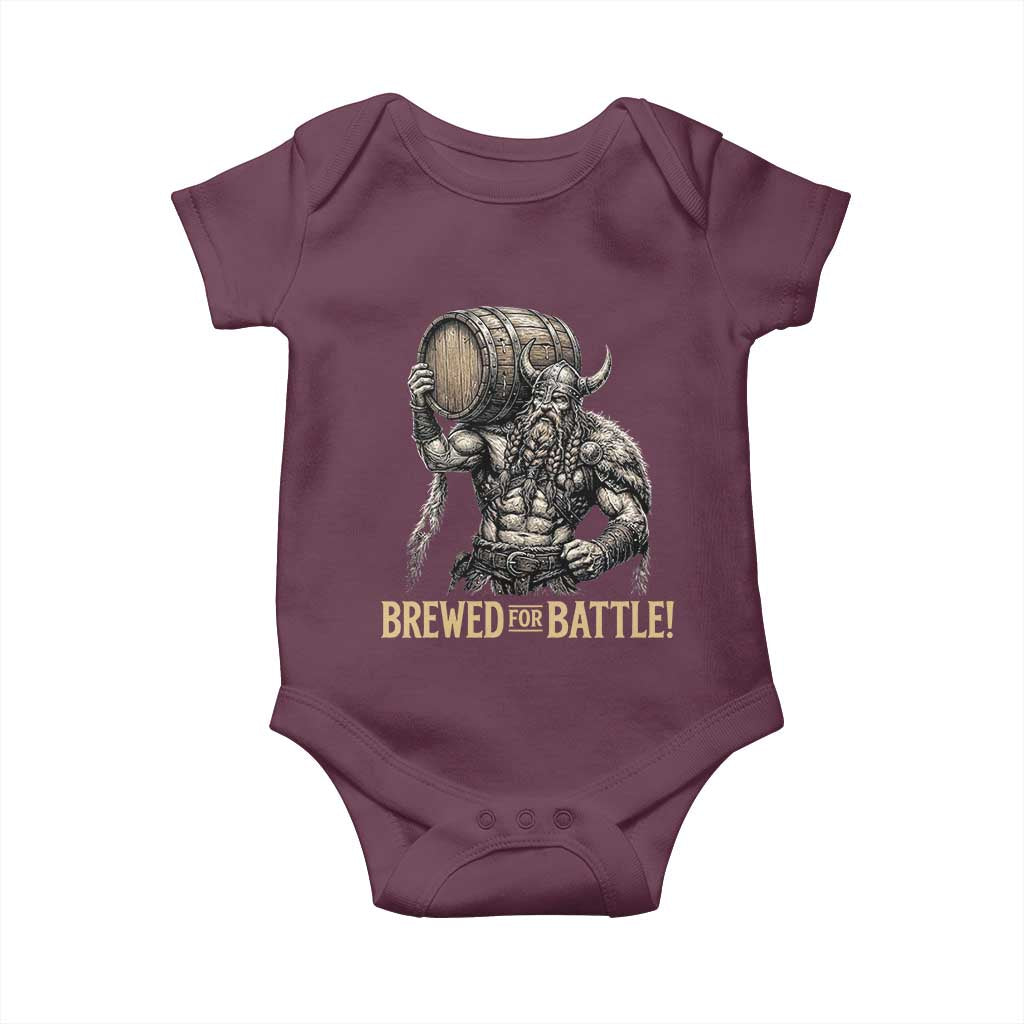 Vintage Viking Beer Drinker Warrior Gift Baby Onesie Brewed For Battle TS12 Maroon Print Your Wear